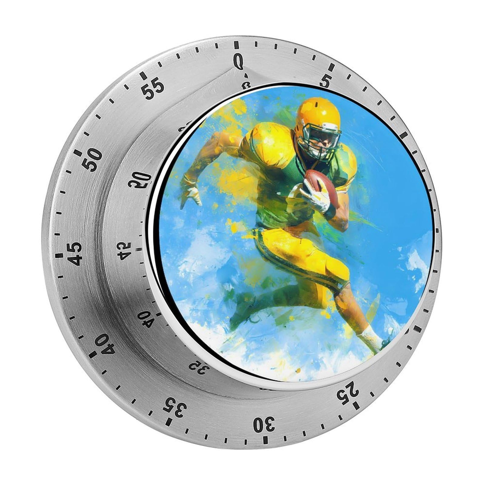Football Player U.S.A. Mechanical Timer with Alarm for Kitchen Cooking Productivity Stainless Steel Timers
