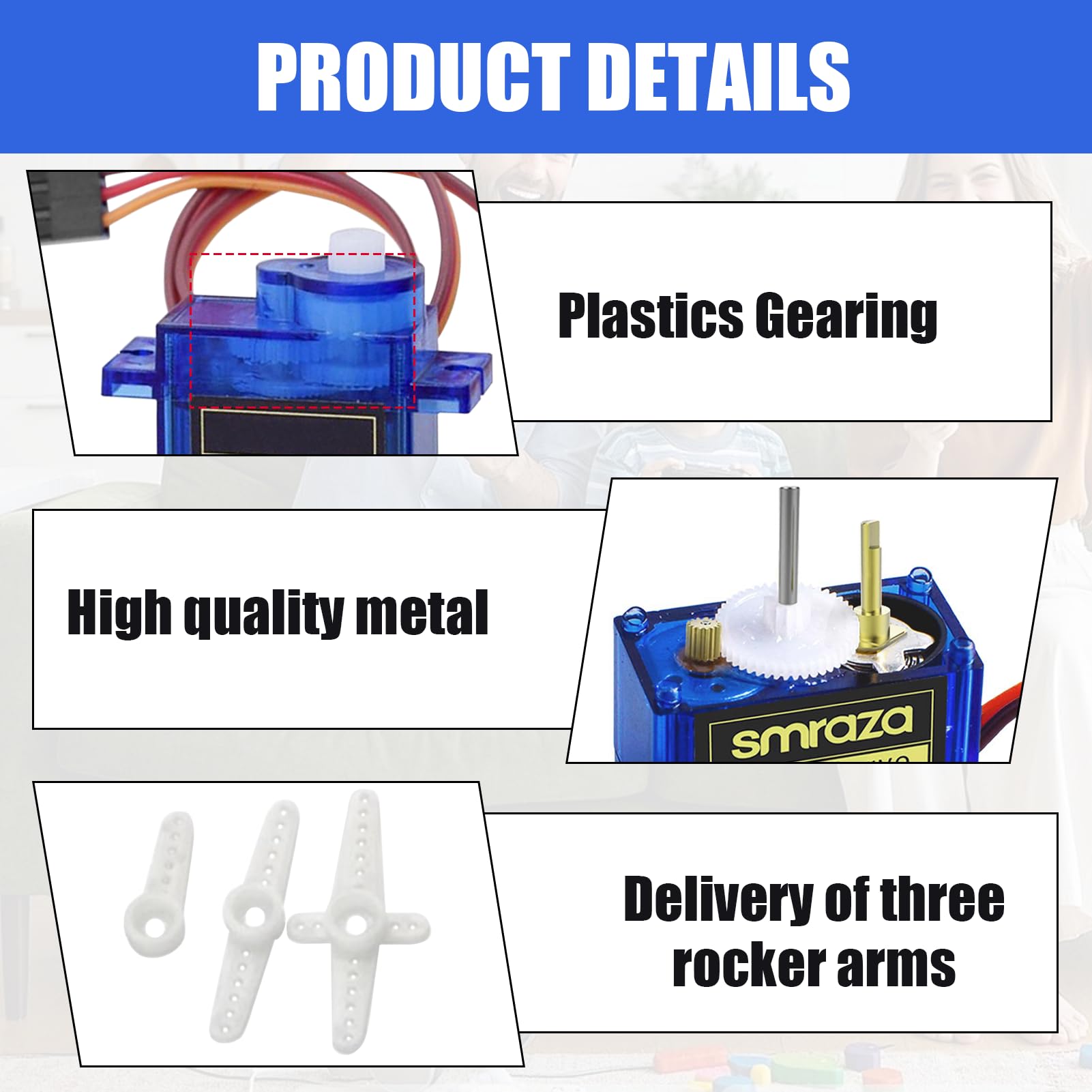 10 Pcs SG90 Servos,9G Micro Servos,Compatible with Arduino Projects and Raspberry Pi,for RC Robot Arm Helicopter Airplane Remote Contro (Blue) - Image 3