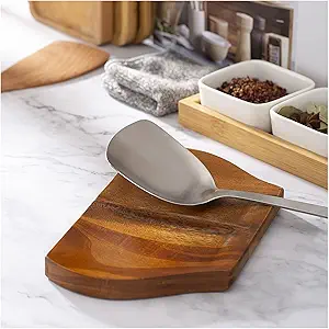 Acacia Spoon Rest, Double Spoon Rest For Stove Top,Handmade Wooden for Kitchen, Wooden Spoon Holder for Kitchen Counter, With Non Slip Silicone Feet,Perfect gift for mother's day