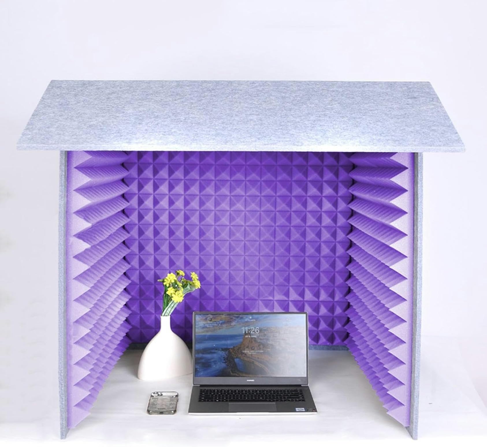 Studio nagrań, Mikrofonowa piankowa kabina kostkowa, dźwiękochłonna, do nagrywania dźwięku w jakości studyjnej(Purple)