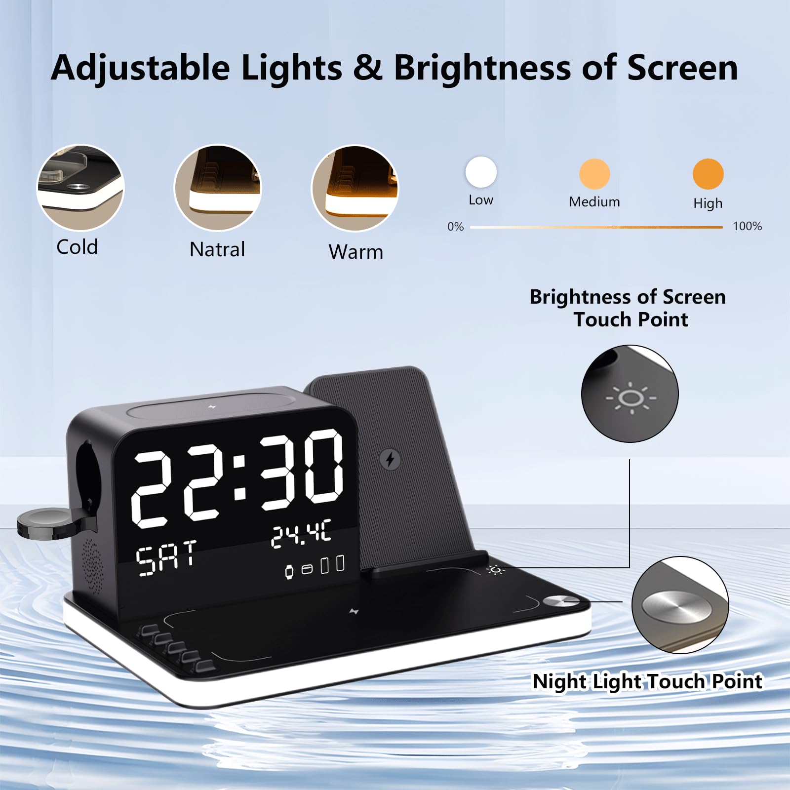 Caricatore Wireless Con Orologio Digitale per Samsung Galaxy S24 Ultra