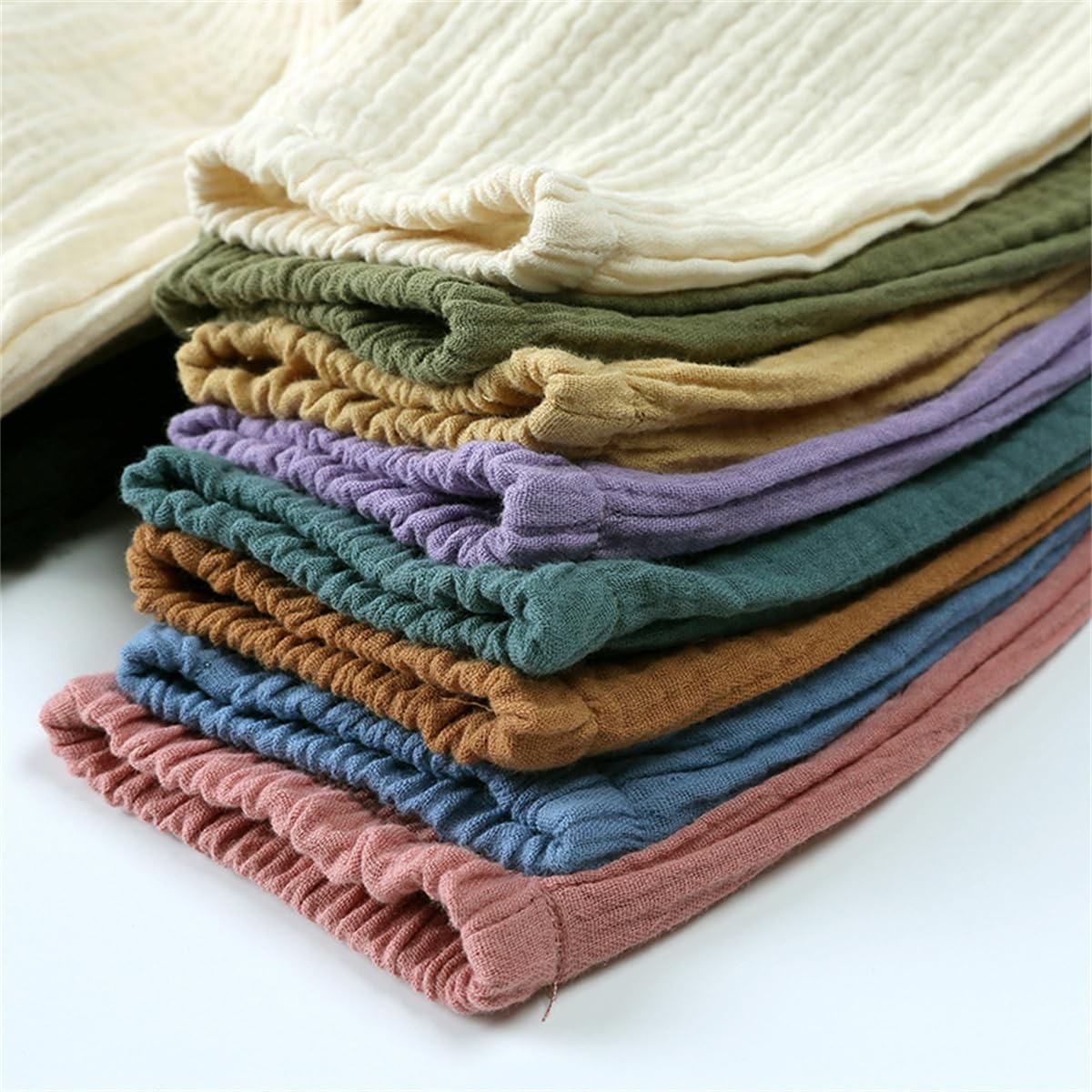 Lot de 3 Pantalon Bloomers Été pour Bébé Pantalon en Coton Lin Pantalon Bouffant à Couleur Unie Pantalons de Survêtement Harem Été Pantalon Long Décontracté Jogging pour Garçon Fille 1-8 Ans