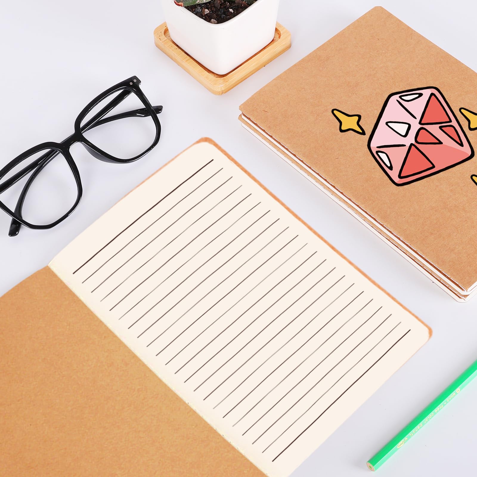zmybcpack Paquete de 24 cuadernos con forro de papel kraft A5, 21 x 14 cm, 64 páginas/32 hojas | Cuadernos de composición para viajeros, estudiantes, oficina