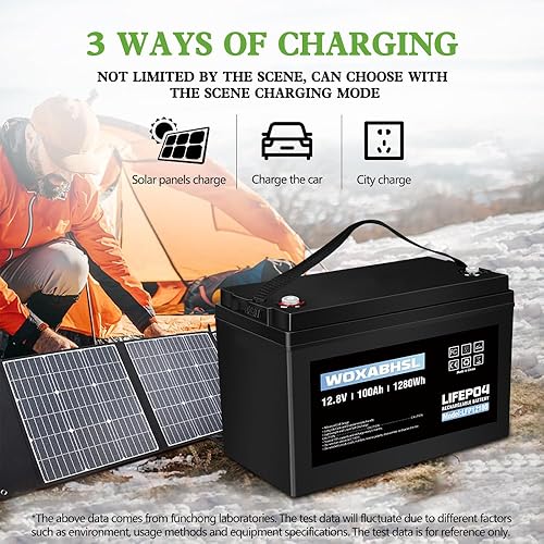 Vista 6 de Batería de ciclo profundo de litio LiFePO4 de 12 V, 100 Ah, 4000+ ciclos de fosfato de hierro de litio para solar, RV, marina, almacenamiento