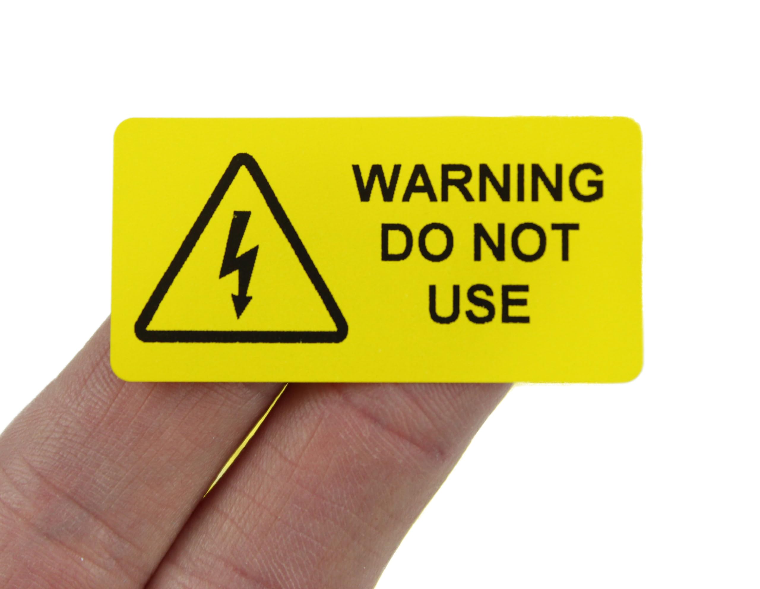50mm x 25mm, Printed Black on Yellow, Electrical Warning Labels with Strong Permanent Adhesive. 500 per roll. (Do not use)