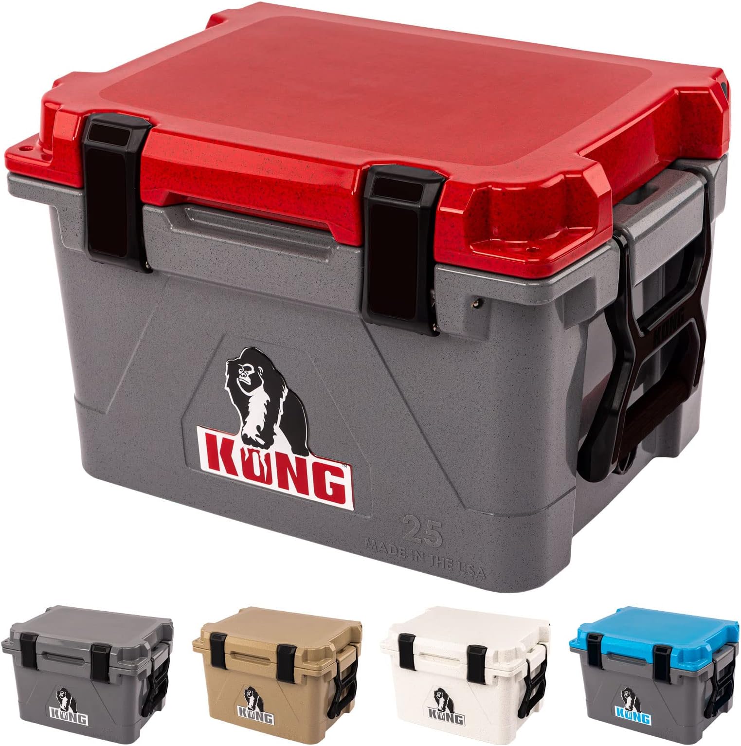 KONG Coolers | 25 Quart Cooler | Made in The USA | Durable Rotomolded Cooler (Rugged Red)