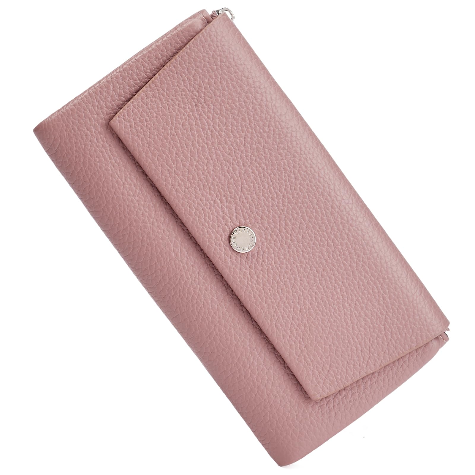 FALAN MULE Geldbörse Damen, PU Leder Portemonnaie Großes Damen Clutch für Frauen Portmonee mit 12 Kartenfächer und Reißverschluss Münzfach Brieftasche