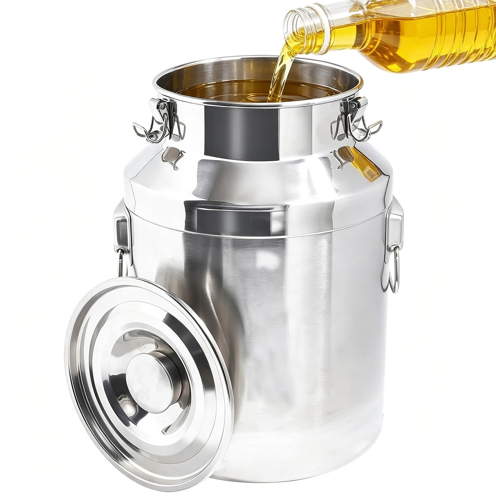5L 10L 20L 30L 40L 60L Transportkanne Edelstahl Milchkanne Luftdicht mit Deckel, 304 Milcheimer Milchkännchen für Milch Wein Öl, Auslaufsicherer Milchbehälter(With Spigot,18L/4.76Gal)