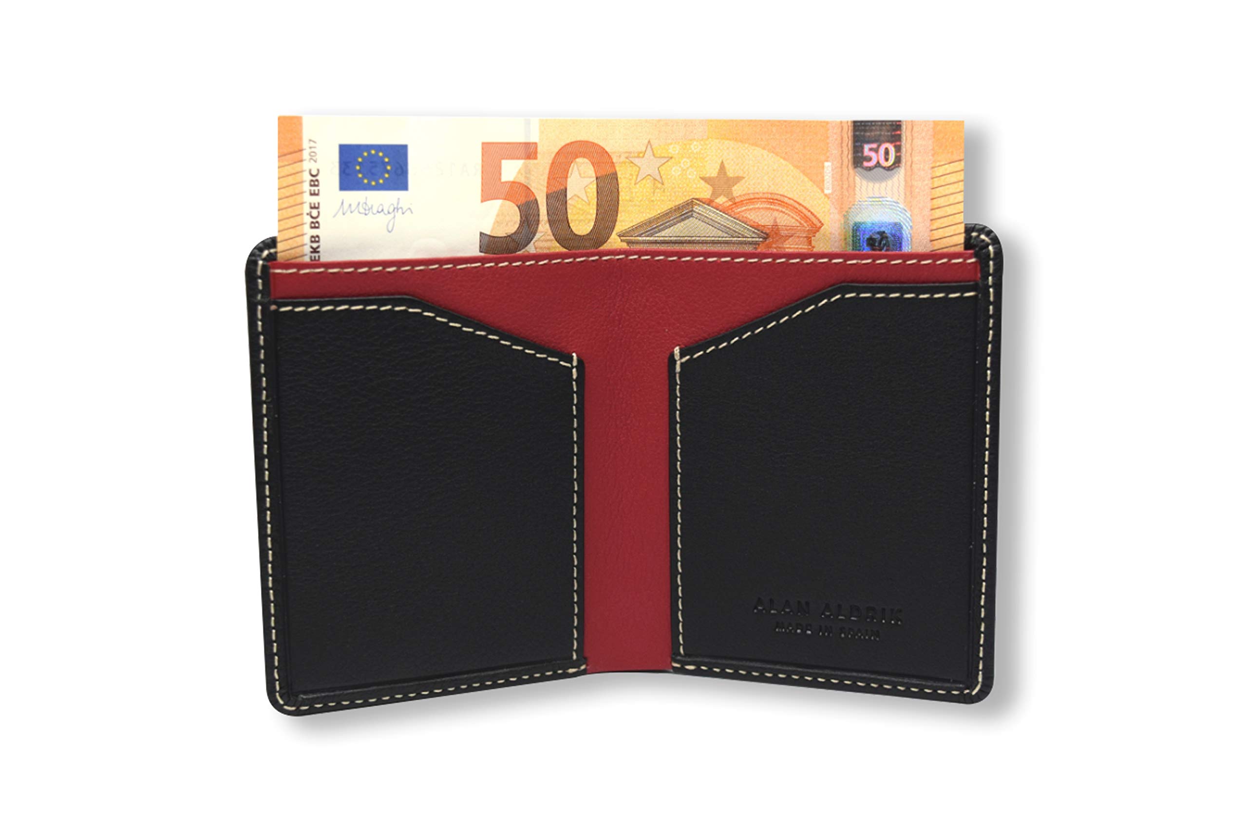 Cartera Hombre Slim de Piel Auténtica, Tarjetero RFID hasta 12 Tarjetas, Billetera Fina Hecha a Mano en Ubrique, España, 3 Años de Garantía