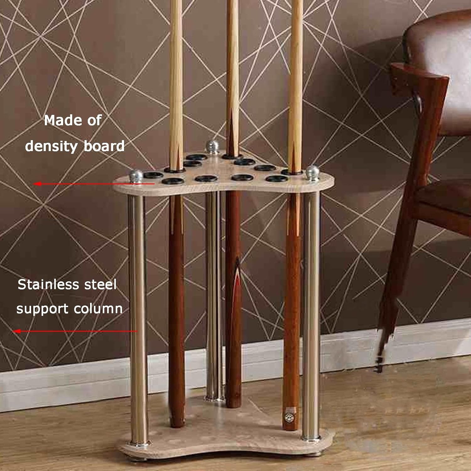 Pool Stick Holder, Corner Pool Cue Holder Rack Hold 12 Cues, Billiard Cue Display Stand for Fishing Rods Pool Cues Pool Stick