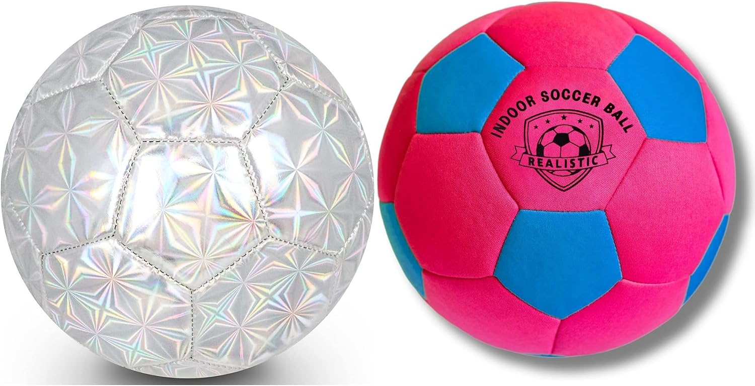 Outdoor Indoor Soccer Balls Size 4 Bundle for Kids 8-12 Girls Boys Soccer Skill Practices Inside House Backyard Outdoors Play Birthday Christmas Fun Soccer Gifts