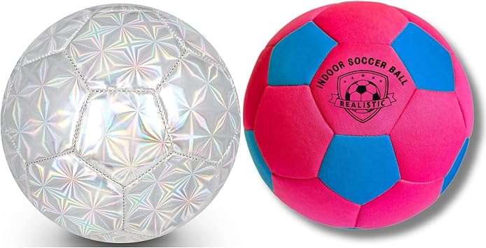 Outdoor Indoor Soccer Balls Size 4 Bundle for Kids 8-12 Girls Boys Soccer Skill Practices Inside House Backyard Outdoors Play Birthday Christmas Fun Soccer Gifts