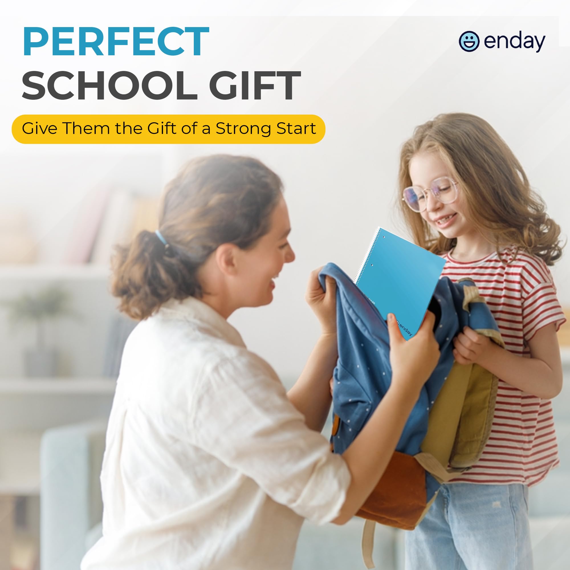 Kit de fournitures scolaires de 2e et 3e classe Enday - Kit de rentrée scolaire de 74 pièces - Fournitures scolaires de qualité supérieure pour enfants pour filles et garçons - Fournitures scolaires