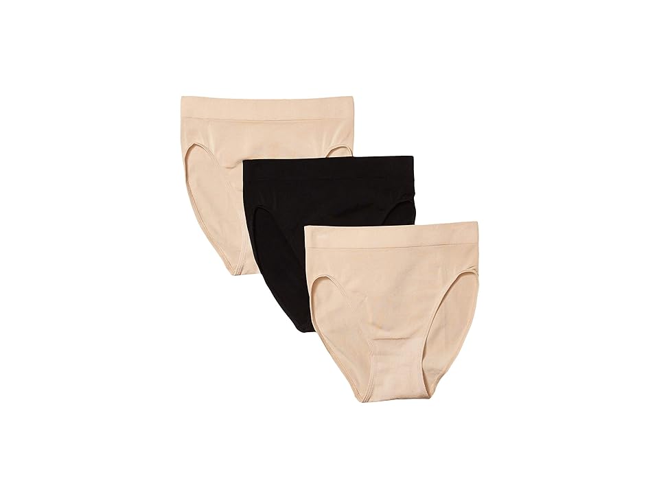 Wacoal B-Smooth Hi-Cut Brief Pack (Sand/Sand/Black) Women's Underwear INTERNATIONAL SHIPPING