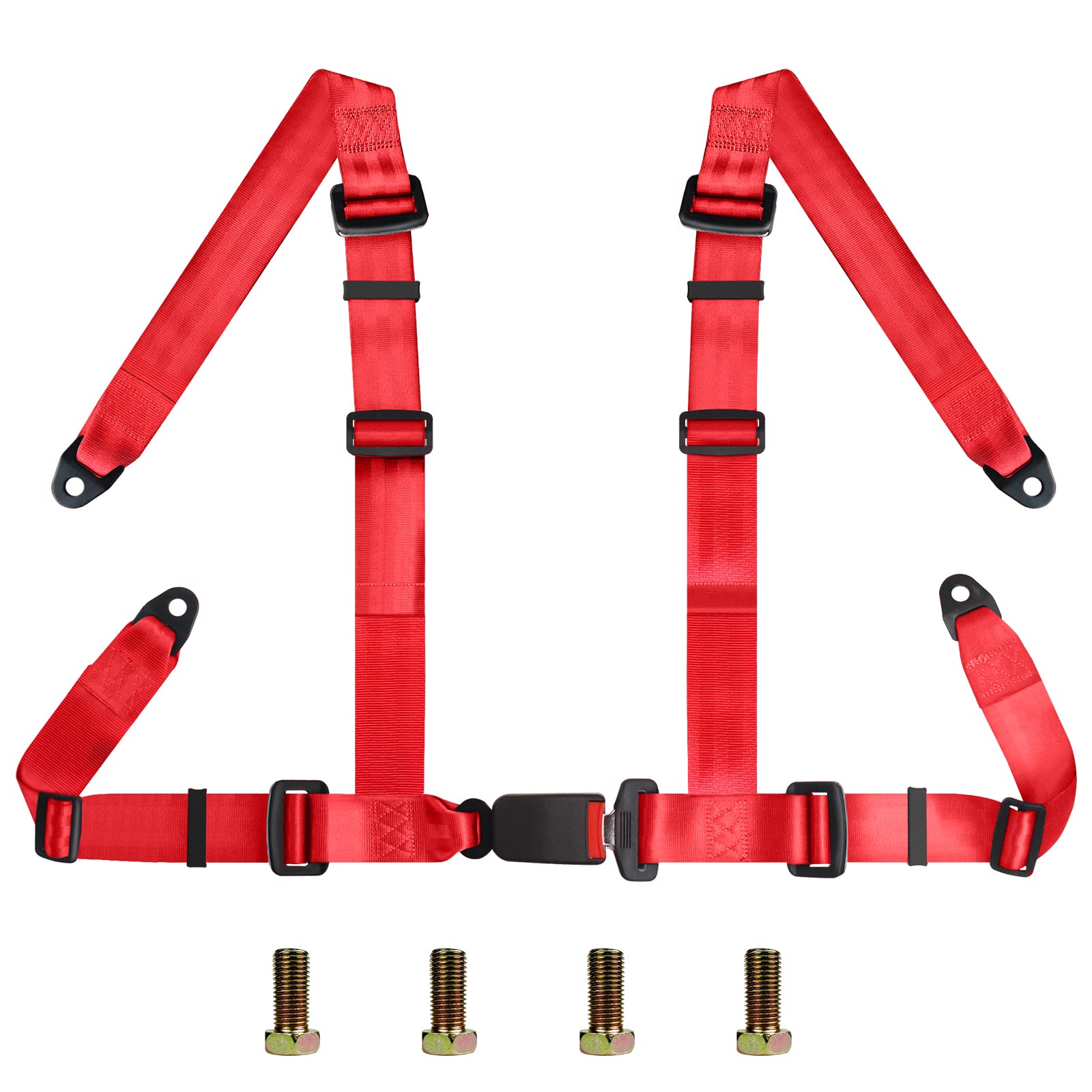 YakitokoUniversal 4 point Safety Harness Set 2inch Fits Go Kart,UTV,ATV,Racing Red