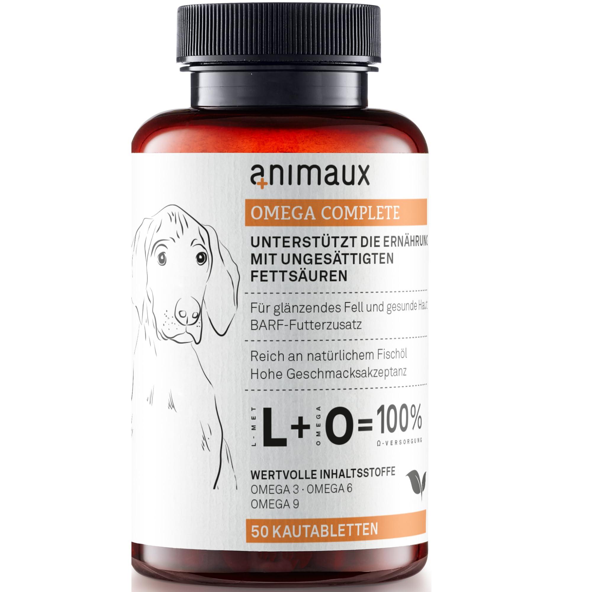 Omega 3-6-9 für Hunde – Immunsystem, Abwehrkräfte & Fell unterstützen | 50 Kautabletten mit essenziellen Fettsäuren für Stoffwechsel, Herz, Knochenaufbau, Haut & Fell | animaux Omega Complete