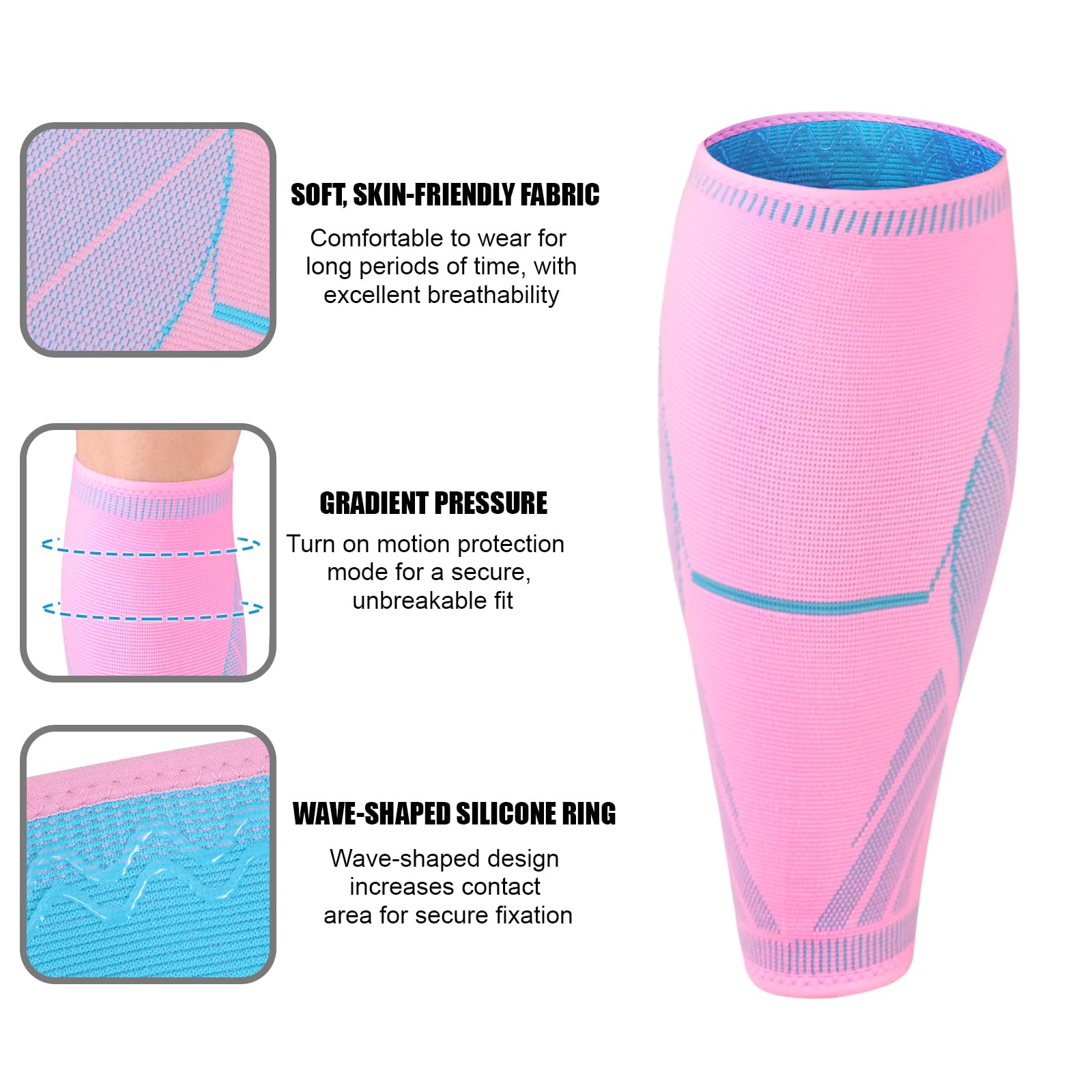 NuCamper Compresión para Pantorrillas Mujer Hombre 2 Pares, Pantorrilleras Compresion, Calcetines Compresión, Mangas para Deportes, Running, Ciclismo, Aliviar Varices, Espinilla Dolor, Calambres
