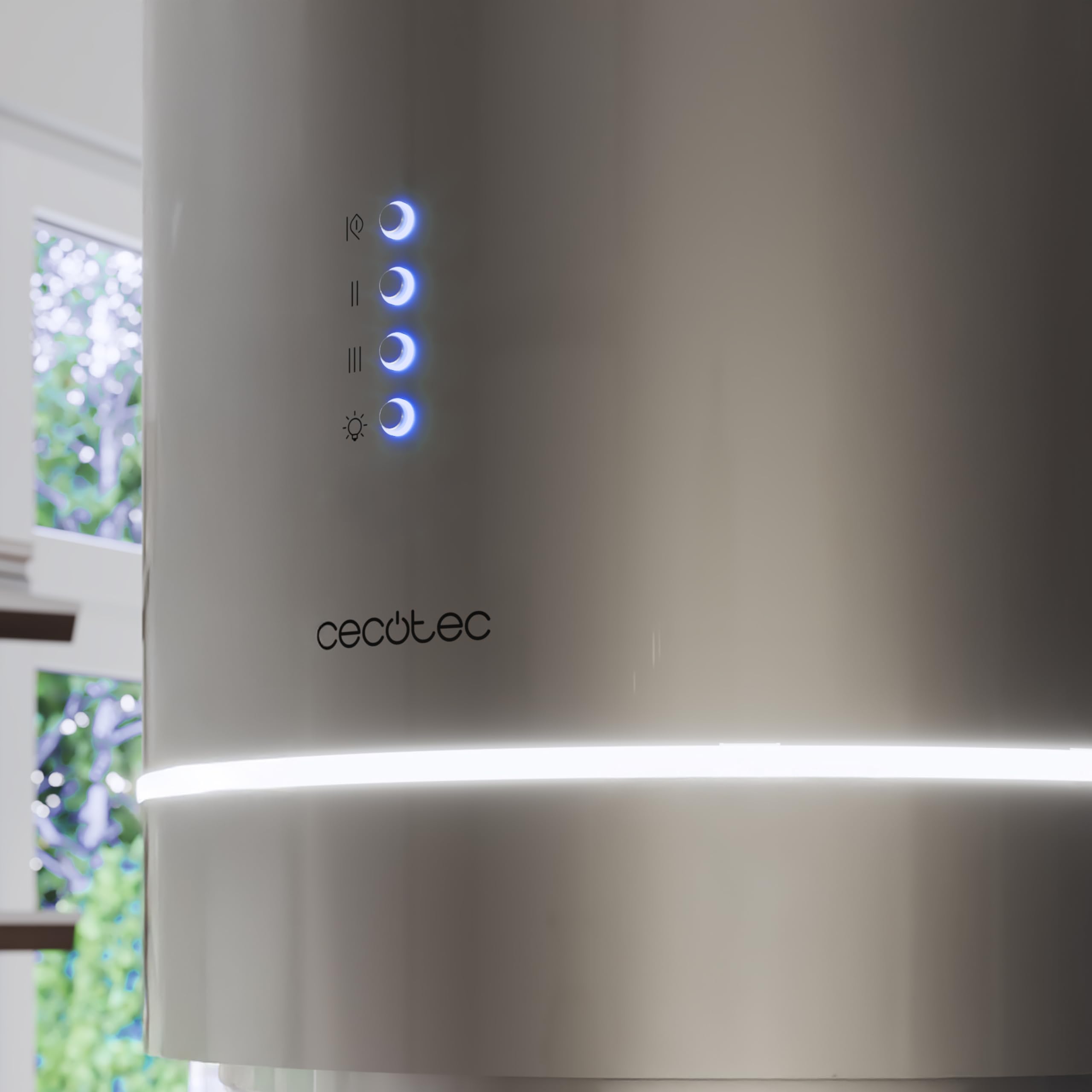 Cecotec Bolero Flux Cre Insel-Dunstabzugshaube 44 cm Edelstahloptik 800 m³/h 210 W A++