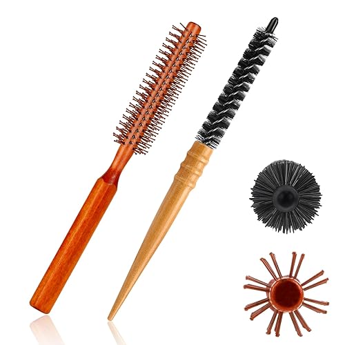 2 cepillos pequeños y redondos para el cabello, mini cepillo de rizo, cepillo circular portátil, cepillo Quiff, peines de pelo de cerdas de nailon, disponible en Yaxa Colombia