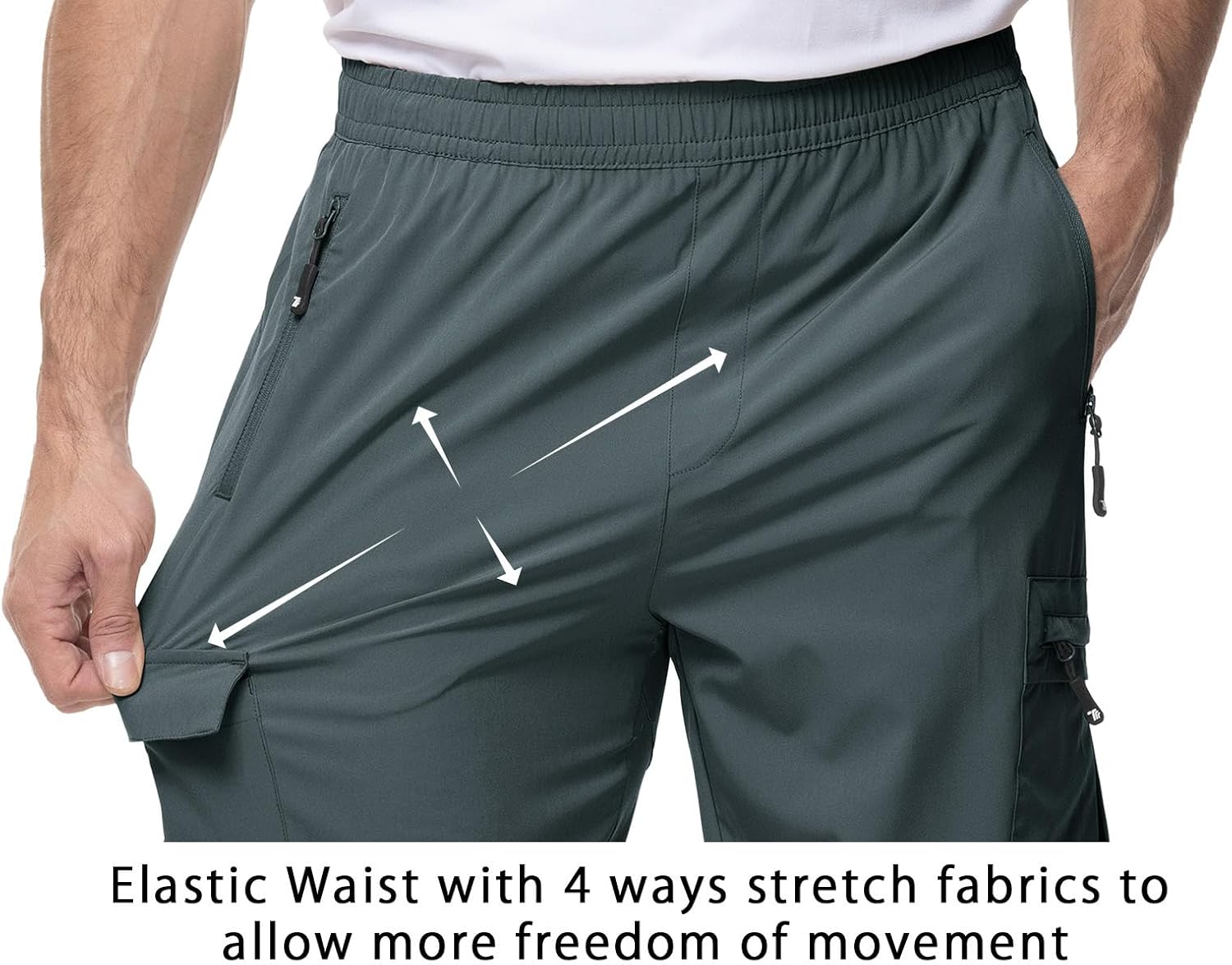 TBMPOY Men's Lightweight Hiking Travel Pants Cargo Pockets Quick Dry Stretch Water Resistant Fishing Outdoor Work