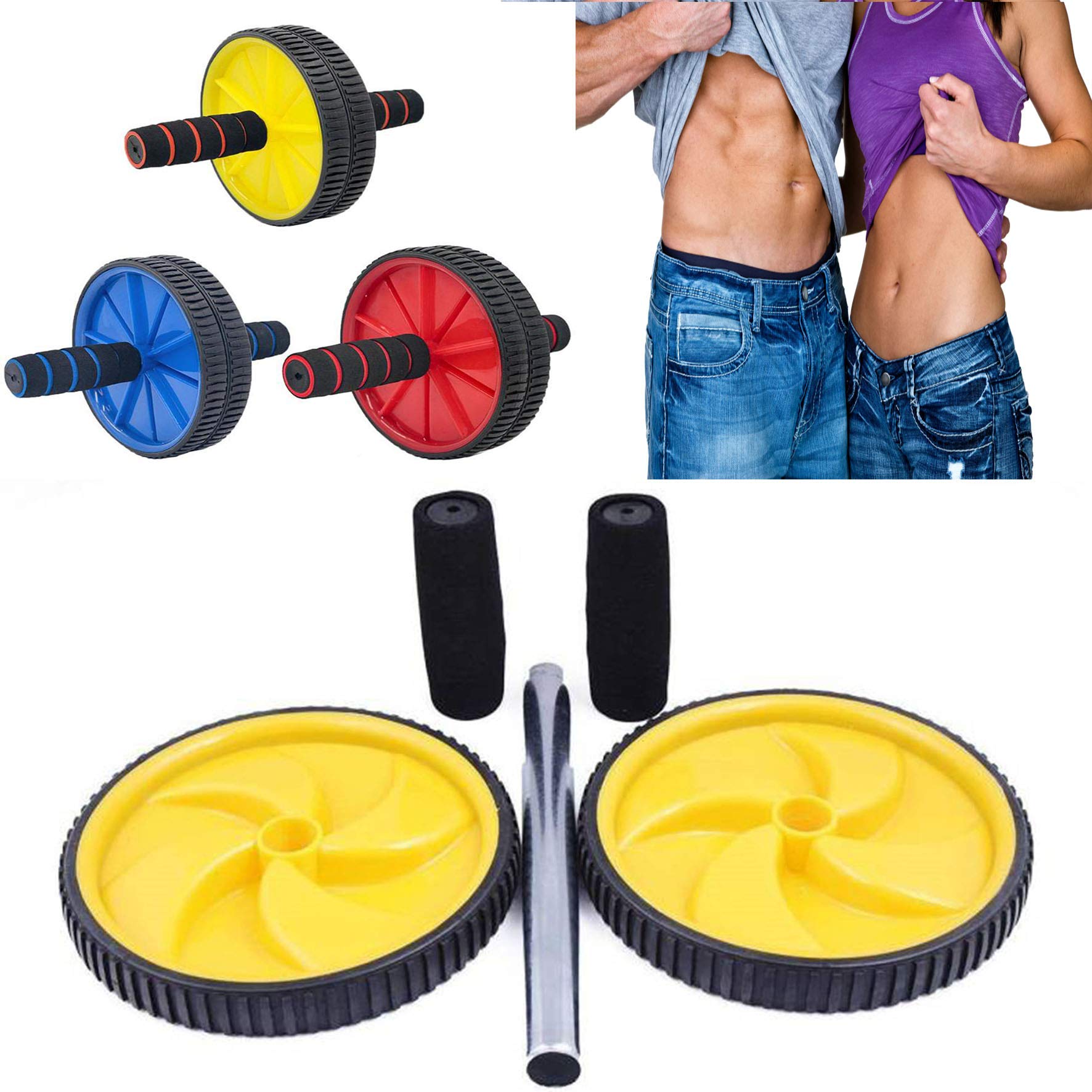 Gym Equipment Stainless Steel Rod, For Abs Building,Abs Wheel Roller With 6mm Knee, Ab Roller For Men to Strengthen Core Muscles, Tone Arms, Shoulder, Back (Multicolor)-image-17
