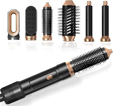6 in ONE Blow Dryer Brush,Air Curling Iron Round Brush Blow Dryer 800W,Ionic Hair Dryer Brush for Women, Hot Air Brush Hair Styling Tools 100-120V