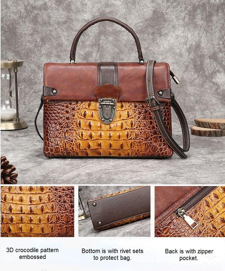 [ＯＲＺＫＥＹ] レディース 本革 ショルダーバッグ 小型財布 レディース ハンドバッグ クロスボディバッグ トートバッグ クロコダ
