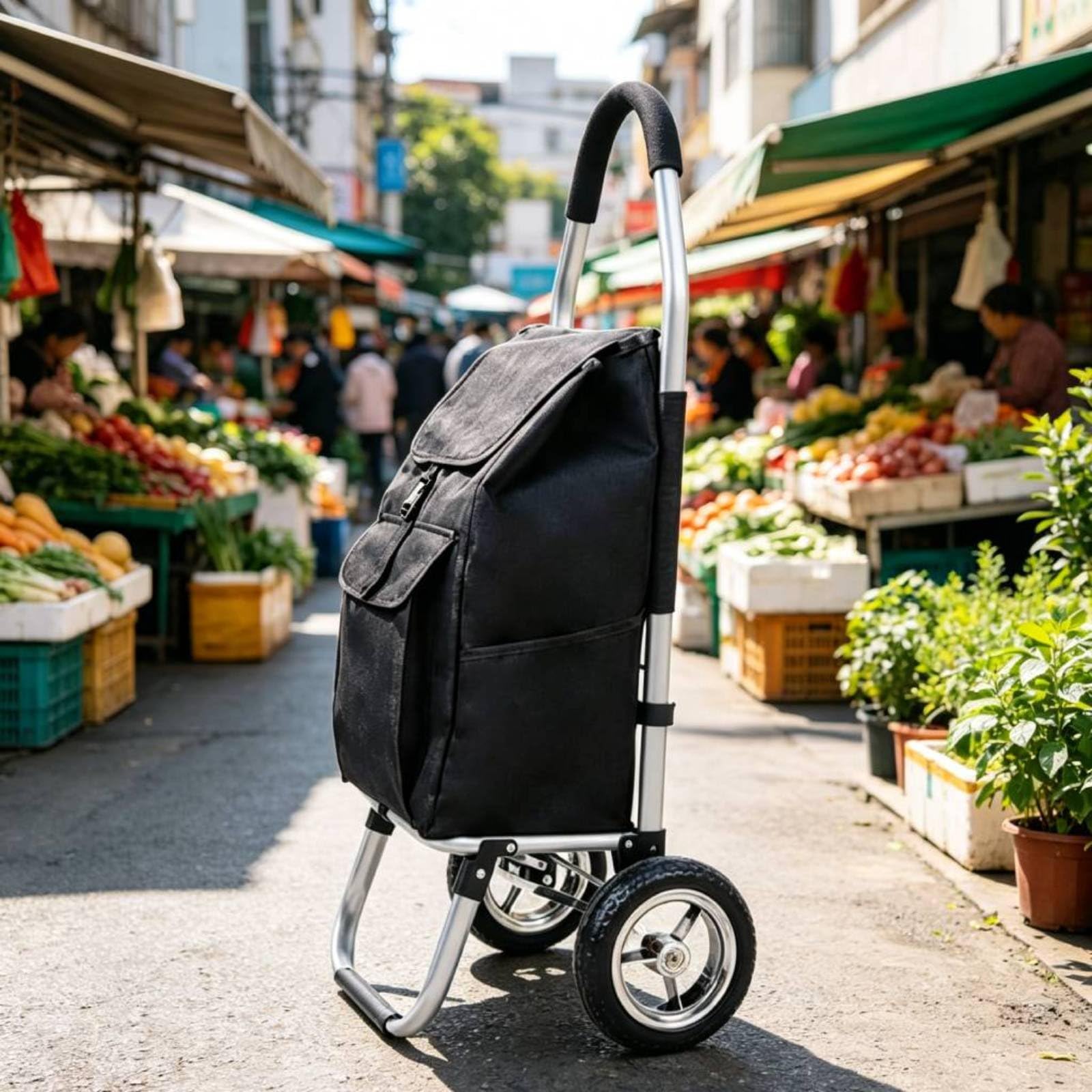 Gralara Carro Plegable Plegable de Aluminio Ligero Carro de la con Bolsa Gran Capacidad Transporte para Viaje