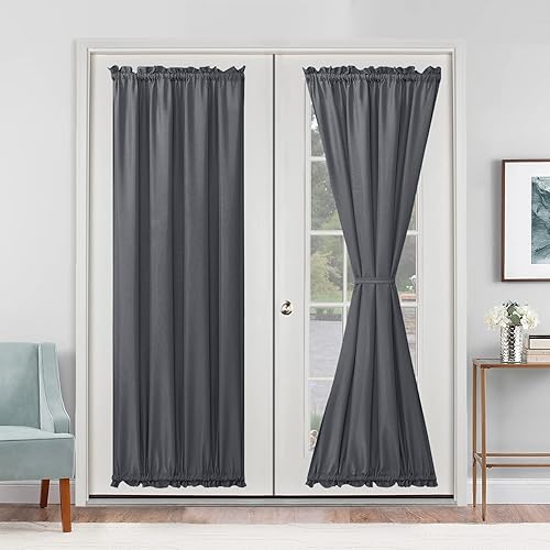 Miniatura 93 de Hiasan Cortinas para ventana de puerta delantera, bolsillo para barra, cortina de privacidad semitransparente para puerta francesa, 1 panel