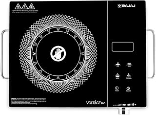 Bajaj IRX 220F Infrared Induction Cooktop | 2200 Watts | 11 Power Level | 3 Preset Menu | Feather Touch Controls | Digital display | 1 Year Warranty 【Black/Silver】