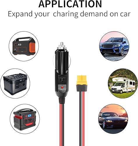 Miniatura 6 de Encendedor de cigarrillos de 12/24 V a XT60 Cable YACSEJAO 14AWG 4.9FT XT60 Conector de cargador de coche para automóviles/camiones a generador solar