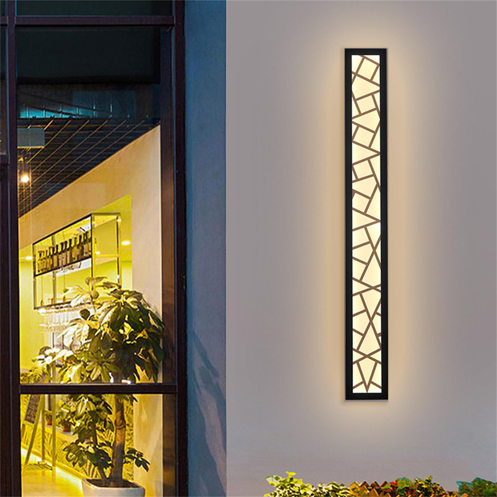 Wandleuchte für den Außenbereich mit intensité Variable Avec Telécommande, Longue Lampe d'intérieur Étanche IP65, moderne LED aus Acryl, Schwarz, für Garten, Garage, Terrasse (60 cm)