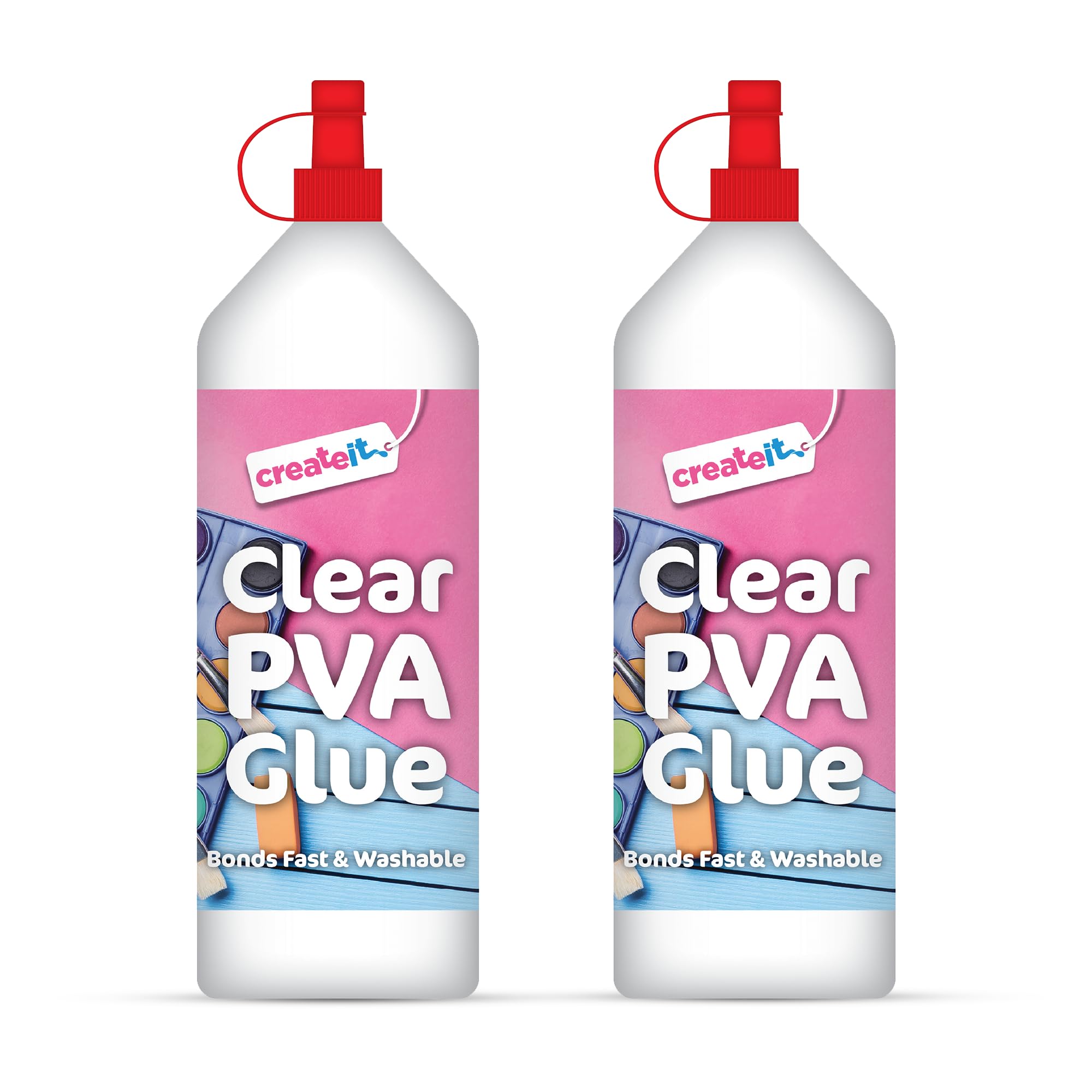 ZOPPER Clear PVA Glue 1 Litre Pack of 2 Washable Craft Adhesive for Kids