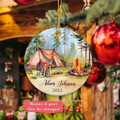Miniatura 2 de Adorno de campamento para cámper, adorno de Navidad personalizado para acampar al aire libre 2023, adorno de fuego para decoración de árbol de