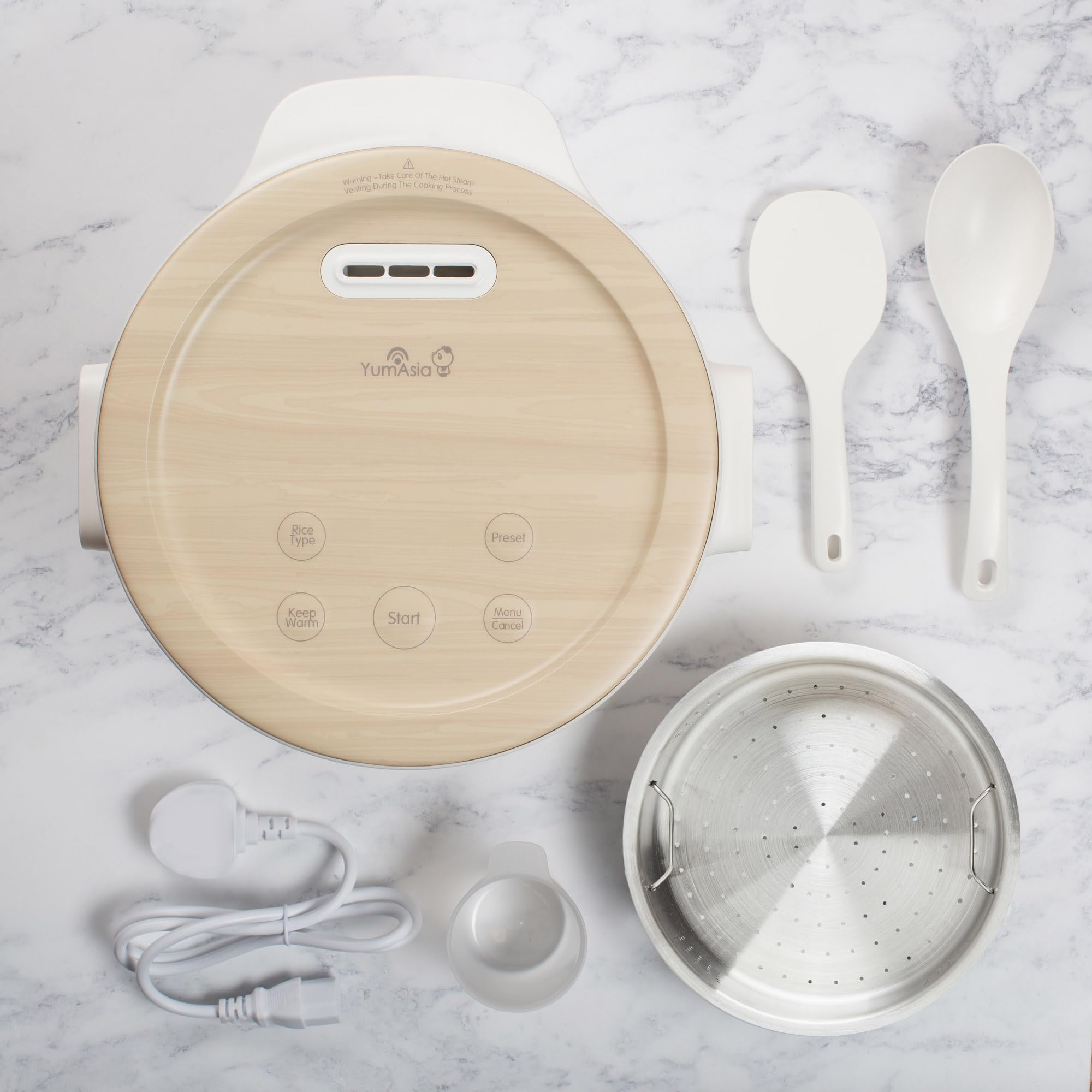 Yum Asia Fuji Cuocere riso con riscaldamento a induzione (IH) e ciotola in ceramica (5 tazze, 1,0 litri), 7 funzioni di cottura del riso, 5 funzioni multicooker, indicatore LED, 220-240 V