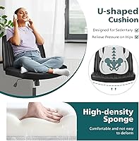 Vista 3 de OLIXIS Sillas de patas cruzadas, sin brazos, sin ruedas, asiento ancho, altura ajustable, giratorio, acolchado, de piel sintética, asiento de Negro