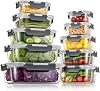 Glass Food Storage Containers with Lids, Meal Prep Containers, Airtight Lunch Containers Bento Boxes with Snap Locking Lids, for Microwave, Oven, Freezer and Dishwasher