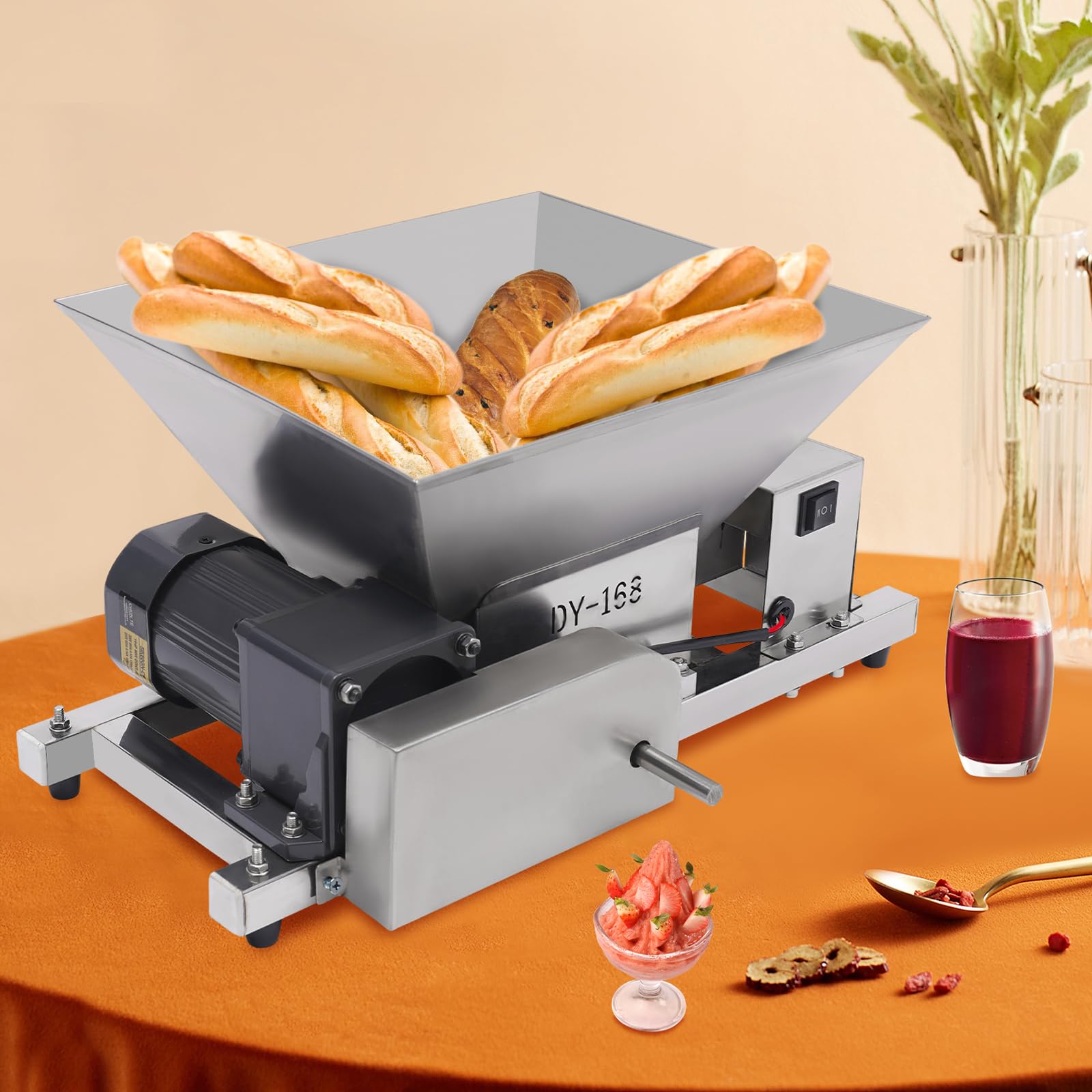 Moulin à fruits électrique en acier inoxydable – Hachoir à fruits, pain et sucre – Moteur 60 W, capacité de 44 lbs/h, utilisation facile, pour la cuisine ou le commerce
