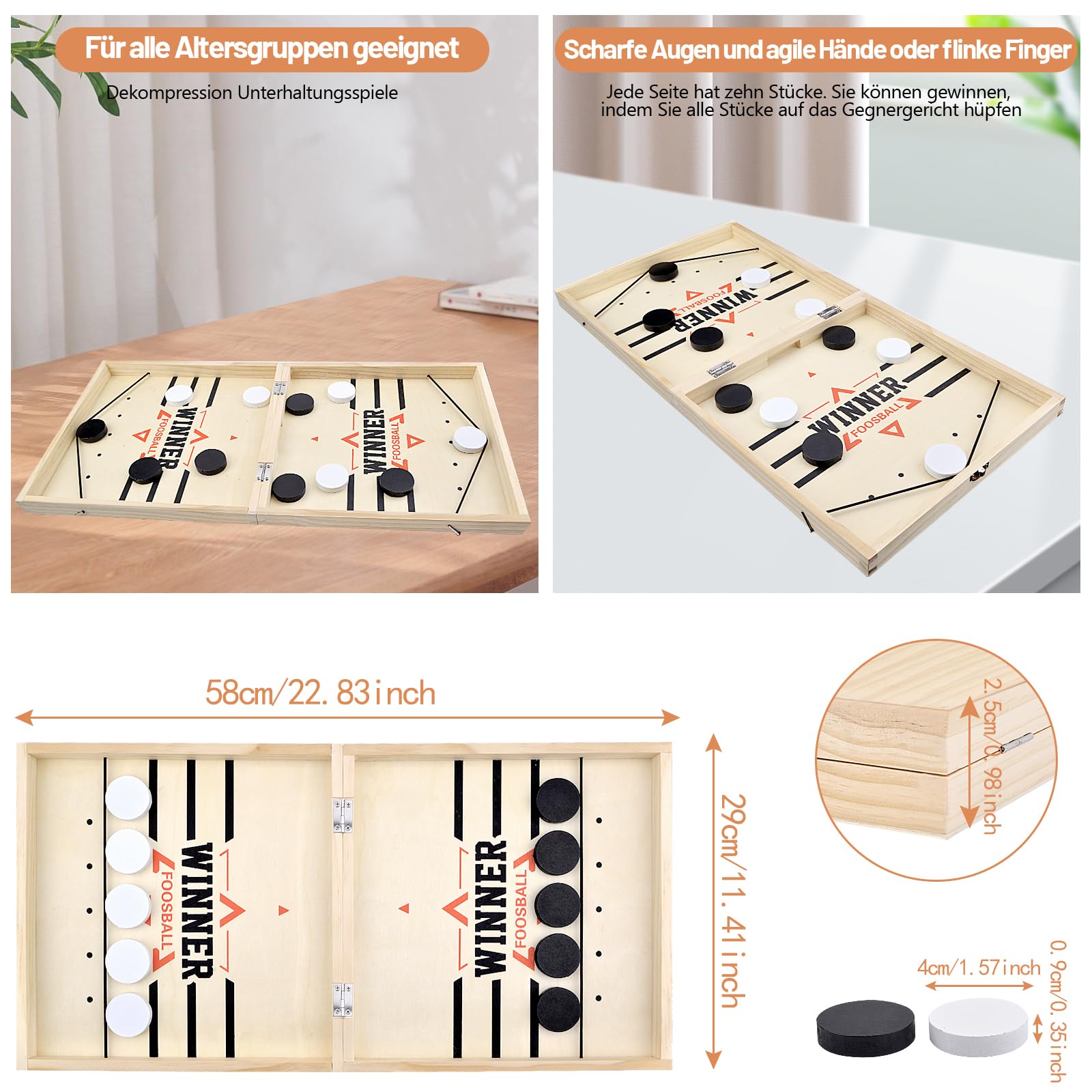 Sling Puck Spiel, Tischhockey Brettspiel Groß, Hockey Brettspiel Spielzeug, Fast Sling Puck Game, Tischfußball Gewinnerspiele, Eltern-Kind Interaktion Schachbrett Tisch-Desktop-Partyspiele