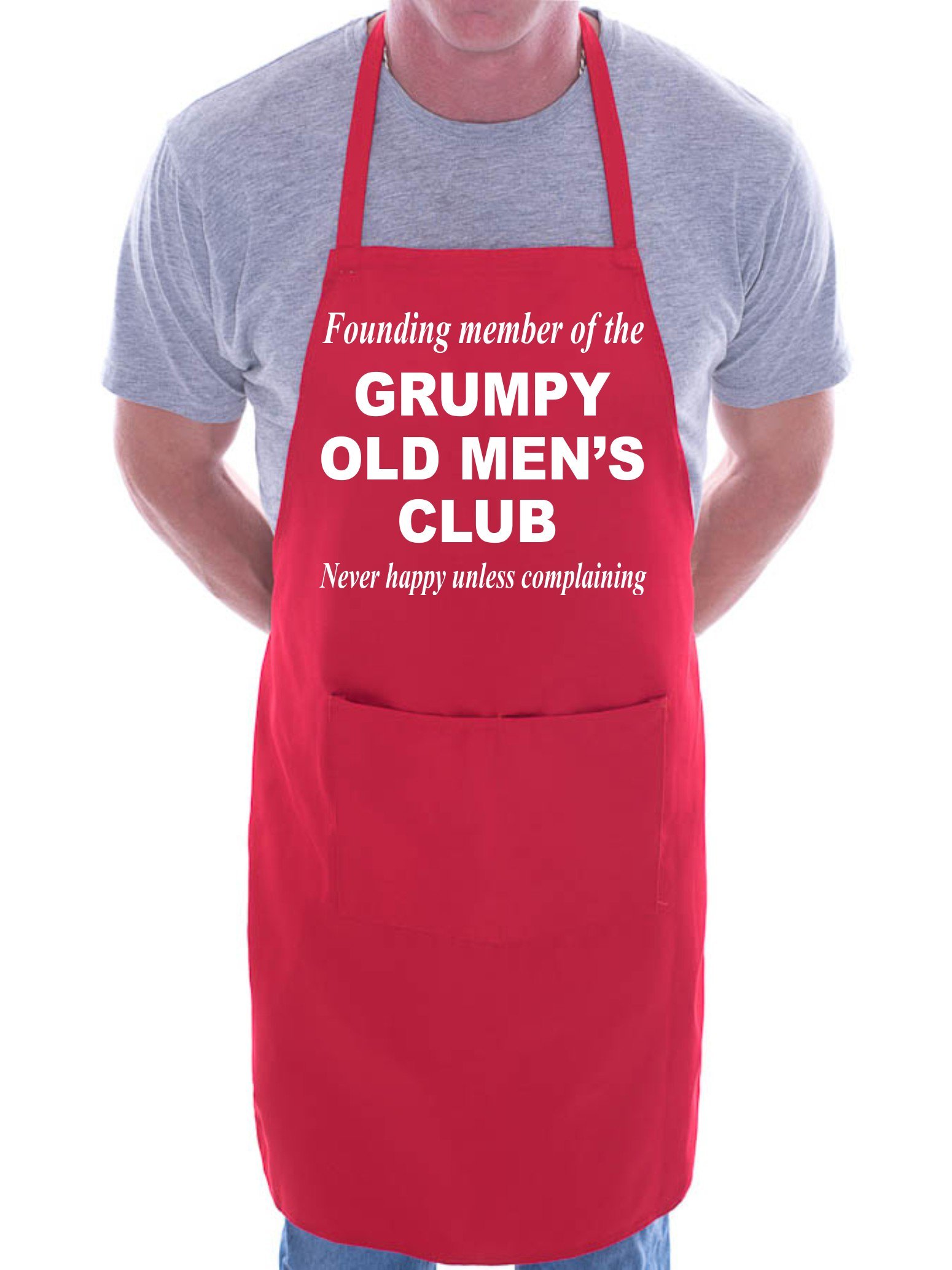 Print4u Men's Red Grumpy Old Bbq Cooking Funny Novelty Apron