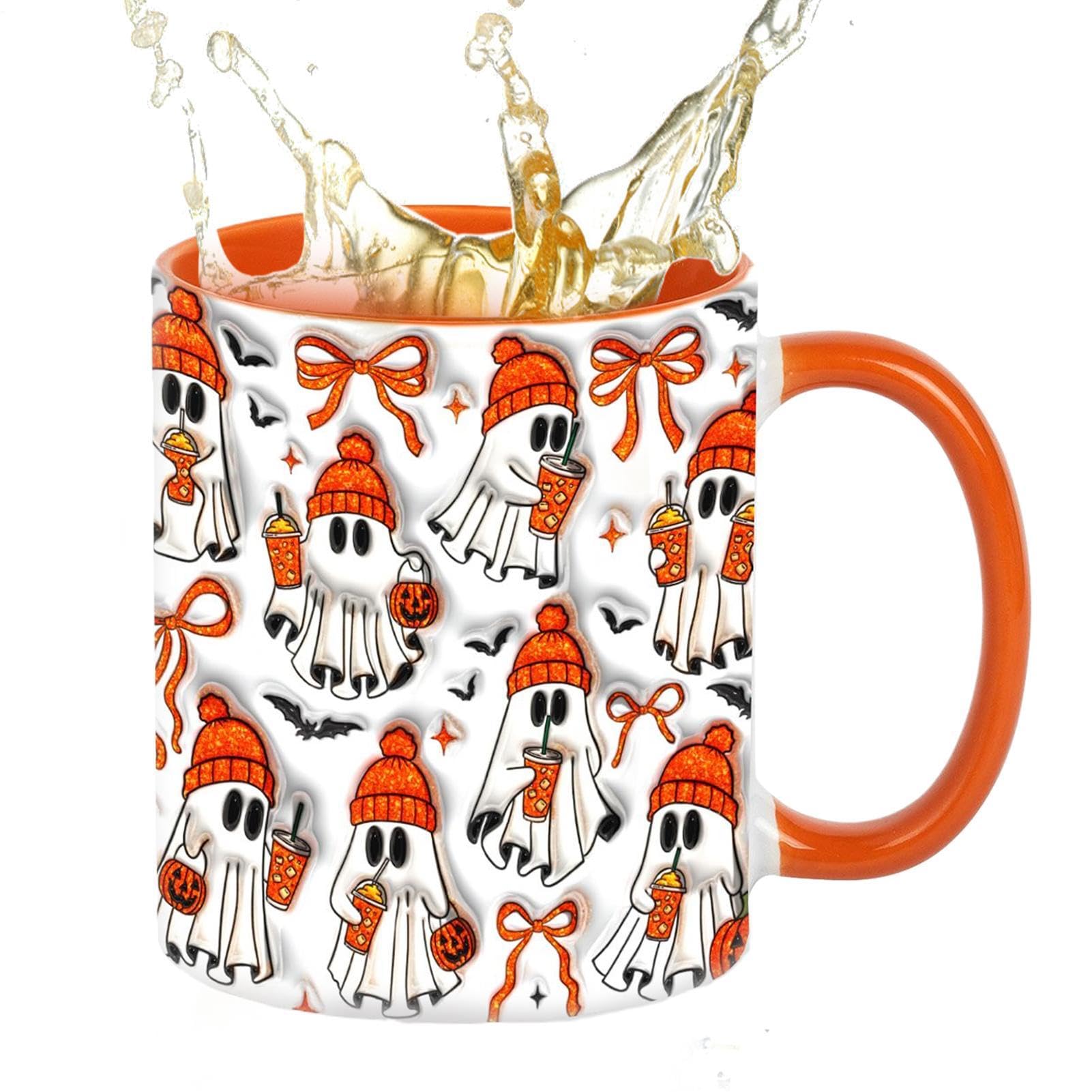 Taza de café Halloween original con fantasma en relieve para regalar