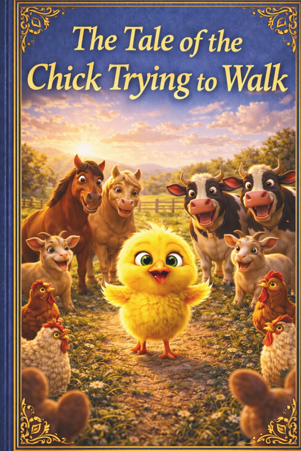 The Cute Little Chick Learning to Take Its First Steps