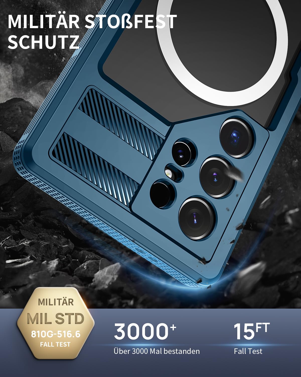 Hülle für Samsung Galaxy S26 Ultra Wasserdicht Kompatibel mit Magsafe, HandyHülle S26 Ultra 5G IP68 wasserdichte 360 Schutzhülle,Stoßfest Outdoor Panzerhülle mit Displayschutz,Blau