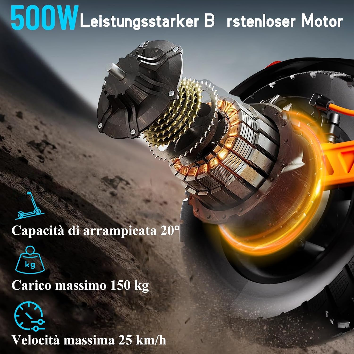 JOYOR Monopattino elettrico,500W motore 55-75KM 48V 13AH | Carico 120kg,Con indicatori di direzione,Freni a disco meccanici