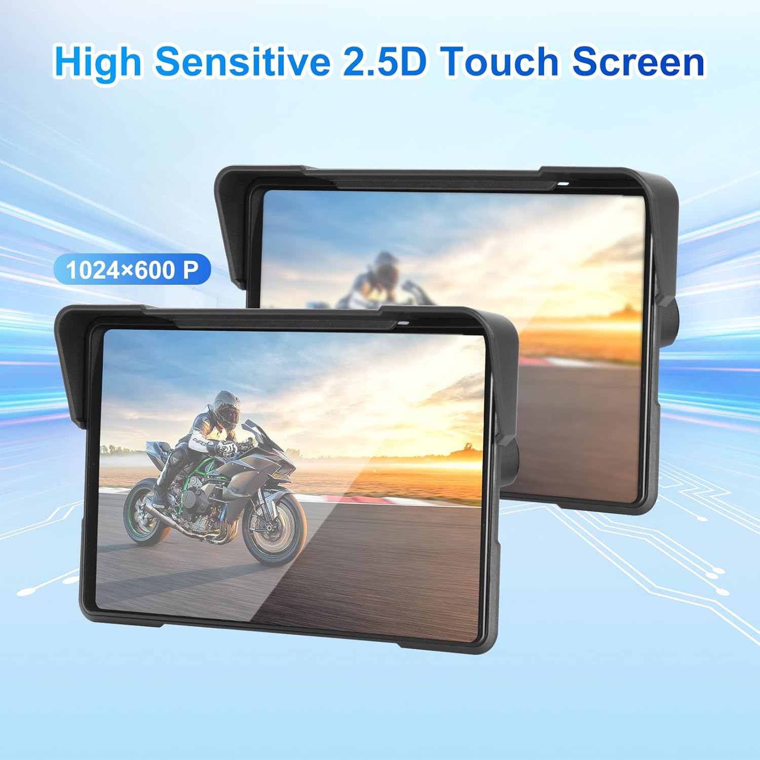 7” HD IPS Touchscreen Wireless Motorcycle CarPlay GPS Display,Bluetooth Navigation System for Motorbikes, IP67 Waterproof Carplay,128GB SD Card Included