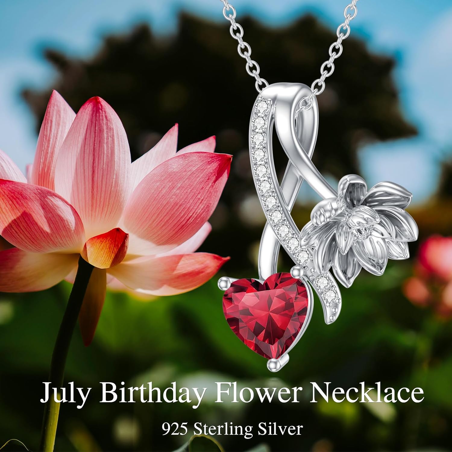 12 Month Birth Flower Necklace for Women 925 Sterling Silver 12 Birthstones Necklace Flower Pendant BirthFlower Jewelry for Christmas Birthday - Image 3