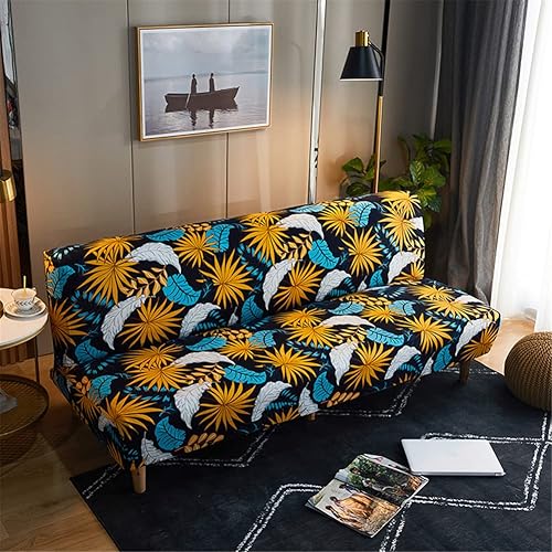 Miniatura 10 de Funda de sofá sin brazos, funda elástica plegable para sofá cama con parte inferior elástica, plegable, sin reposabrazos, protector de muebles