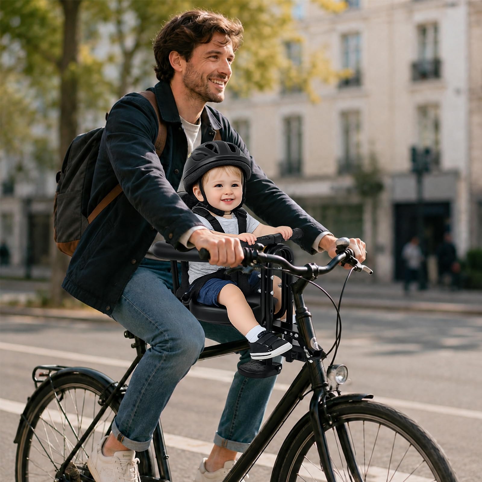 Siège enfant avant de vélo réglable avec arceau de protection