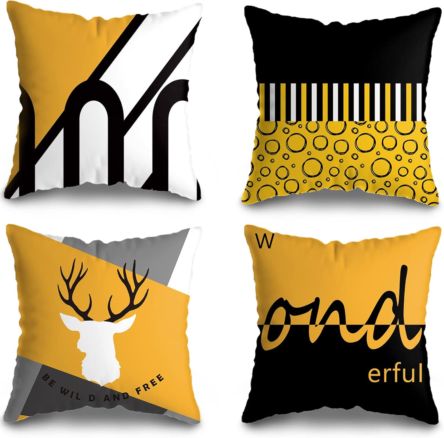 Fundas para Cojines de Sala 45x45cm, Funda de Almohada, Juego de 4 Lino