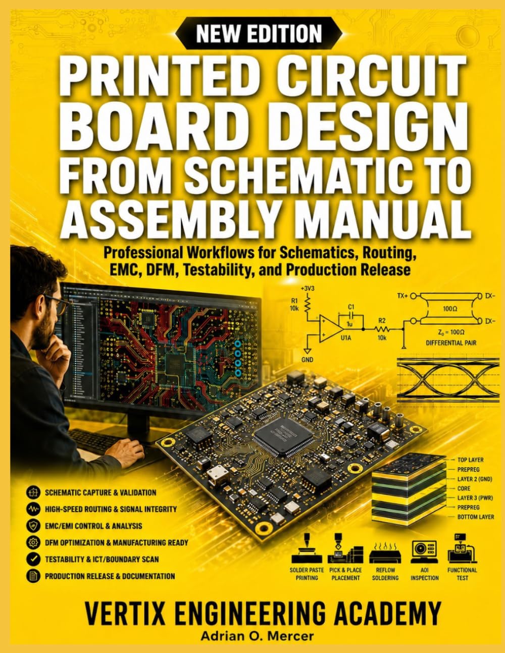 PRINTED CIRCUIT BOARD DESIGN FROM SCHEMATIC TO ASSEMBLY MANUAL: Professional Workflows for Schematics, Routing, EMC, DFM, Testability, and Production Release